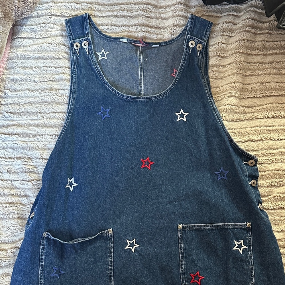 Denim Star Embroidered Dress